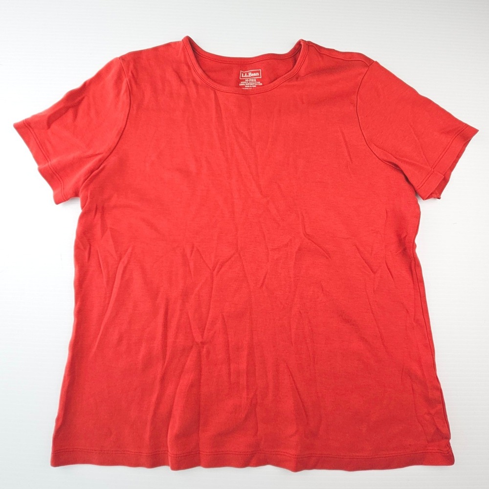 LL Bean Womens M Salmon Red Supima Cotton Short Sleeve Crewneck T-Shirt 207242